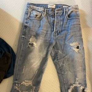 Frame LA distressed skinny mid rise jeans